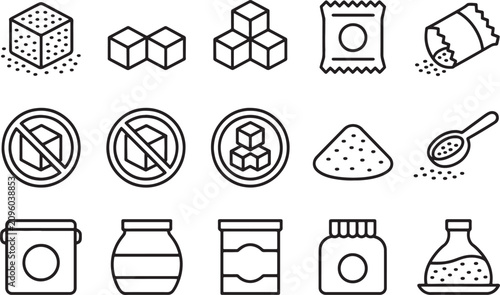 Foto Sugar Cubes and Containers in Various Forms and Packaging Featuring Container, S