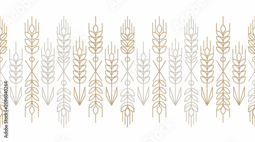 Wheat stalks rendered in a clean linear style create a sophisticated repeating border pattern.