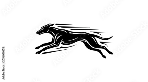 Schilderij op canvas Abstract running greyhound logo with motion lines