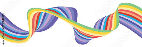 Fotografie colorfull on white abstract perspective line wave stripes with 3d dimensional effect isolated on white
