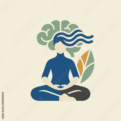 Фотография Minimalist vector illustration of a person meditating for mental health and well