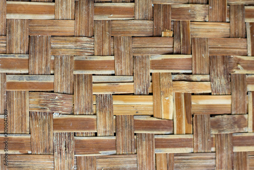 Close up of brown color wooden weave texture background