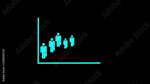 1 year child to 50 year man icon graph animation 4k video and black background .