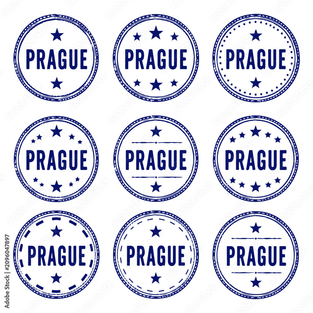 Obraz premium Prague stamp set. Seal set with city name on a white background