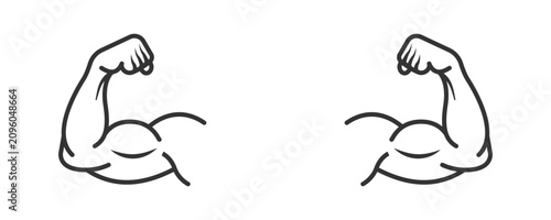 Quadro su tela Strong muscular arms vector icon with flexed biceps symbol for fitness, gym and
