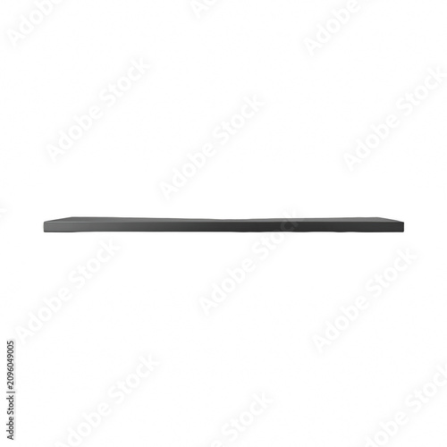 Minimalist grey shelf isolated on black background