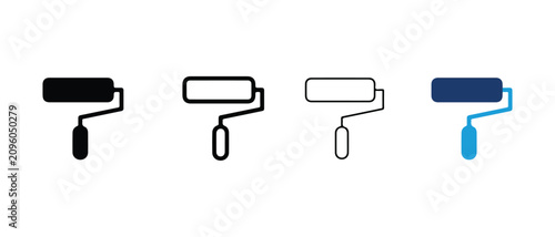 paint rollers with handles on white background  painting tools for home improvement and decoration
