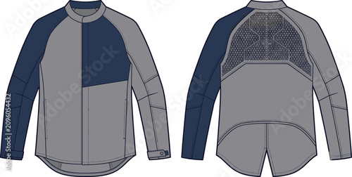 Obraz na płótnie Women's Performance Jacket Technical Flat Sketch with Raglan Sleeves and Ventila