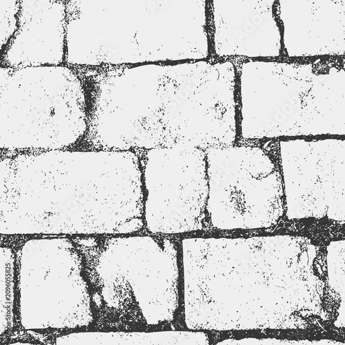 Tableau sur toile Black vector brick texture in a grunge style with grain texture is overlaid on a white background with noise particles
