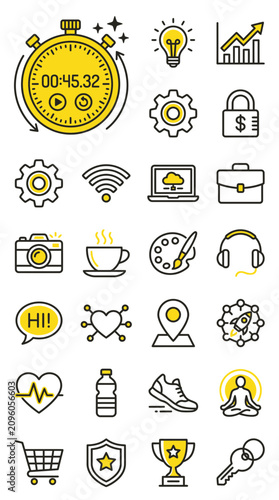 Modern Icons Set: Business, Technology, Lifestyle & Health Icons