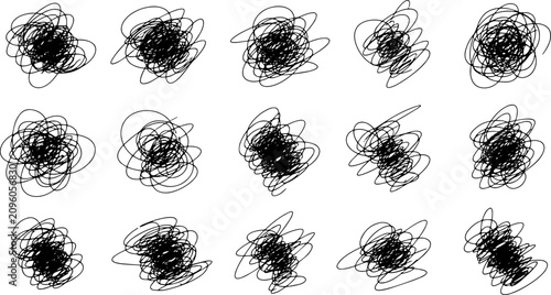 Canvas Print Chaotic scribbles and tangled lines for abstract backgrounds and textures