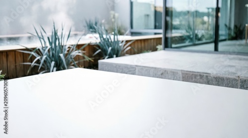 Modern Outdoor Terrace with Plants and Stone Steps for Web Design