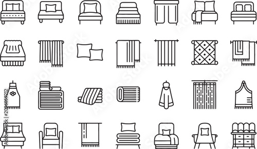 Cuadro en lienzo Beds and Bedding Items in Various Styles and Designs Featuring Bed, Mattress, Pi
