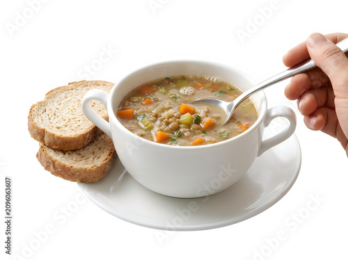 Warm Bowl Of Vegetable Soup With Bread transparent background
