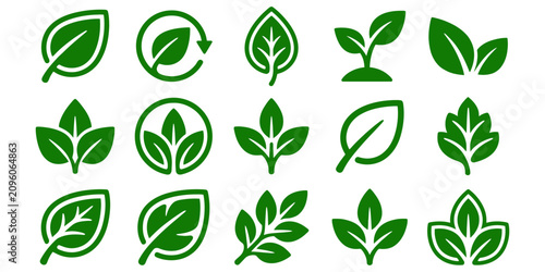 Foto Green Leaf Icons Collection Vector.