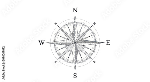 Obraz na płótnie Vintage Compass Rose Illustration Showing Cardinal Directions.