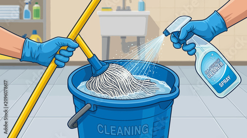 professional cleaning vector illustration or sanitation cleaning cartoon style or hygiene sanitation utility backdrop texture editable transparent modern