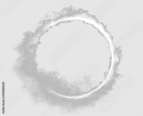 Foto White Mist Circle Border with Ethereal Smoke Overlay PNG