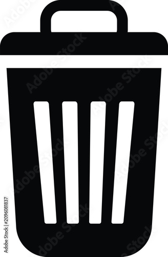 Black trash can with handle and three vertical slits garbage bin