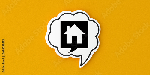 Real Estate Home Idea Bubble Vector Icon on Yellow Background