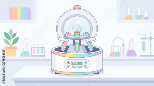 Canvas Print laboratory equipment illustration of a lab centrifuge colorful pastel scientific