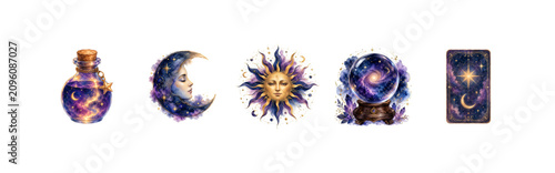 Canvas Print Mystic Watercolor Astrology Celestial Clipart Set Vol
