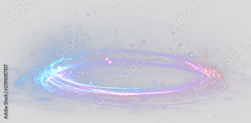 Neon Blue Purple Energy Ring on Transparent Background PNG