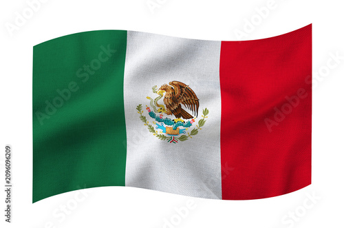 Waving flag of Mexico on transparent background