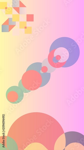Abstract Pastel Geometric Circles Background with Gradient in Portrait (9:16) Format