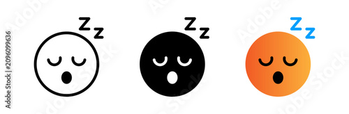 Obraz na płótnie sleeping emoji face emoticon with closed eyes, open mouth and blue zzz above it