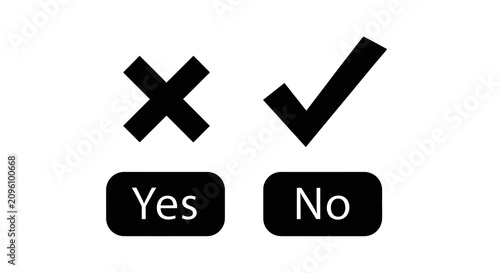 Принти на полотні Cross And Check Mark With Yes And No Labels Black Silhouette