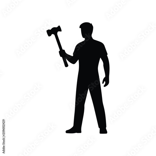 Full length of silhouette man with hammer