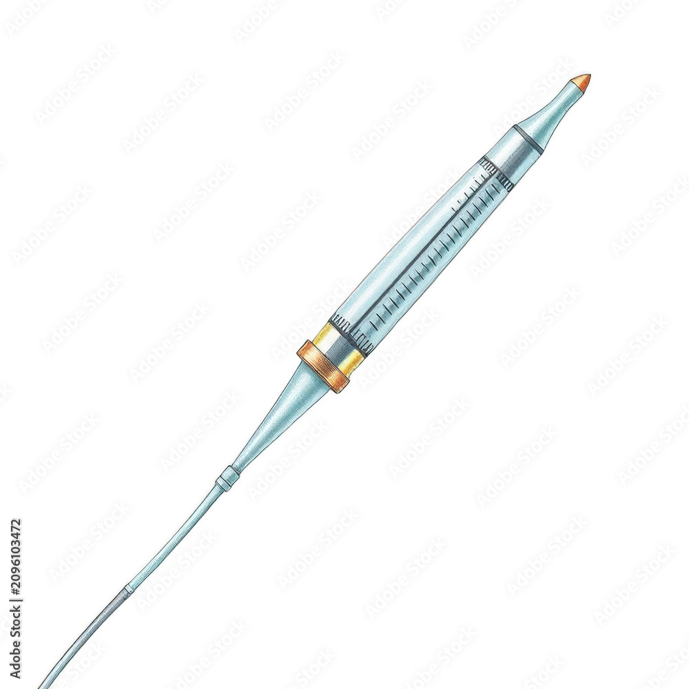 Fototapeta premium Medical glass syringe isolated on black background