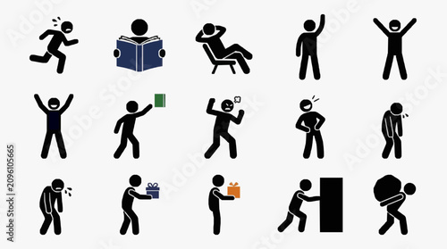 Tableau sur toile Emotional Human Expressions Silhouette Icons.