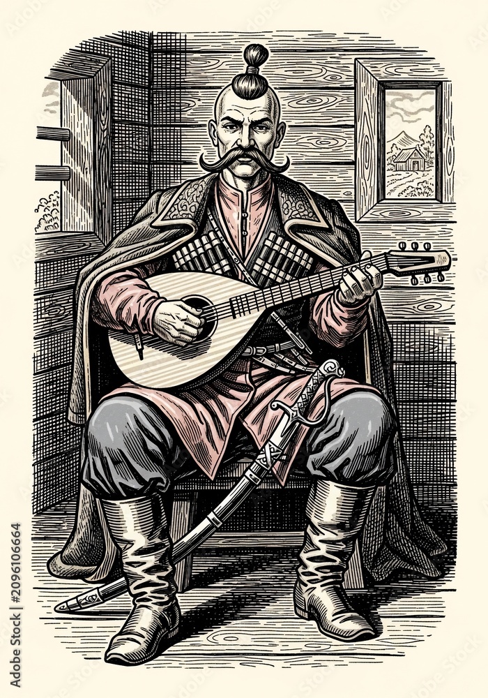 Obraz premium Echoes of the Steppe: A Bard's Ballad