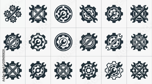 Obraz na płótnie Geometric Gear Patterns Collection.