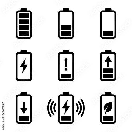 Bild auf Leinwand Collection of power symbols representing energy levels and battery status indica