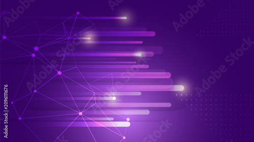 Futuristic background with glowing motion trails, connected polygonal network, and neon gradients. Perfect for AI, data visualization, networking, innovation, and technology themes.