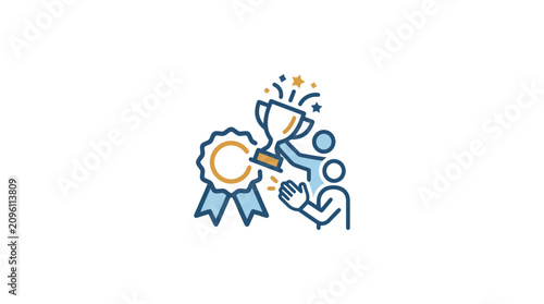 Tableau sur toile Person Holding Trophy Cup Award.