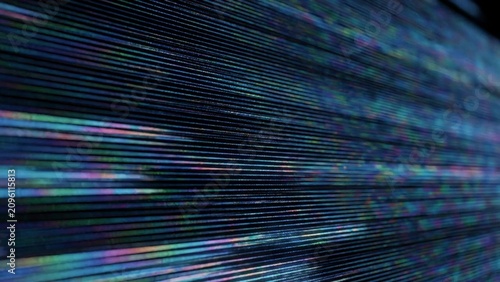 Abstract digital motion streaks, colorful data lines streaming across dark background, futuristic technology texture for speed, network, cyber, glitch visuals