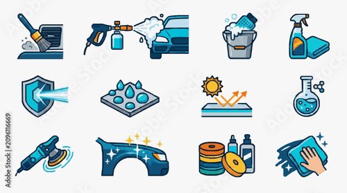 Handy Tools and Cleaning Essentials Icons.