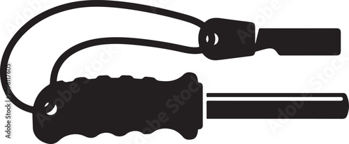 Survival Fire Starter Black Silhouette Isolated on White Background