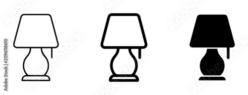 Konstfotografi Table Lamp Icons, Set of 3, Outline and Silhouette, Modern Lighting Graphics