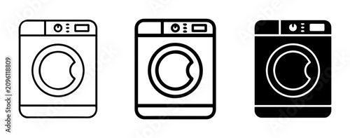 Washing Machine Icons, Laundry Appliance Vector Graphics, Household Equipment Set