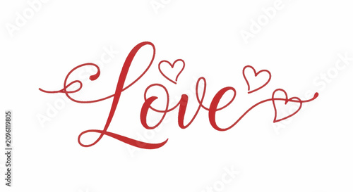 Konstfotografi Red Love Calligraphy with Hearts.