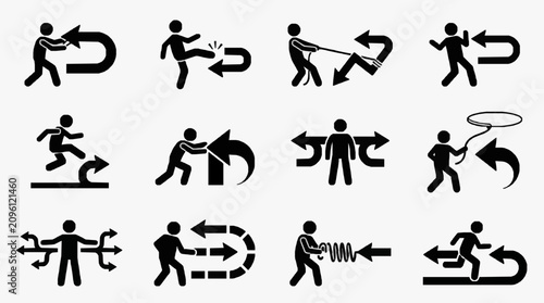 Schilderij op canvas Illustrated Action Gestures for Sports.