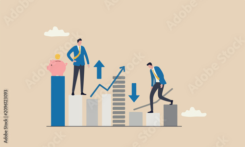 Canvas Print Business competition pink piggy bank and loser in contest, achievement concept,