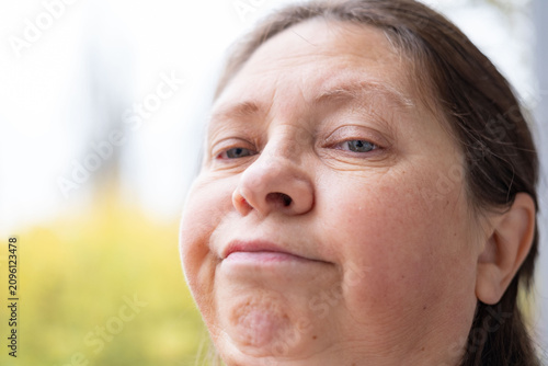 Cuadro en lienzo annoyed mature woman with frustrated expression, Negative emotions, upset middle