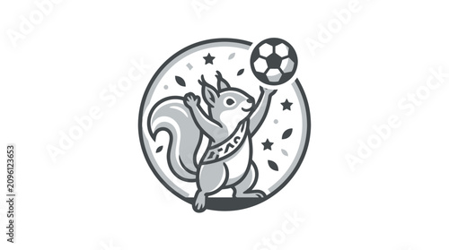 Fényképezés Squirrel playing with soccer ball.