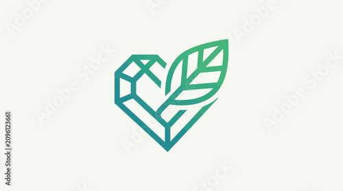 Schilderij op canvas Green heart leaf eco friendly symbol.